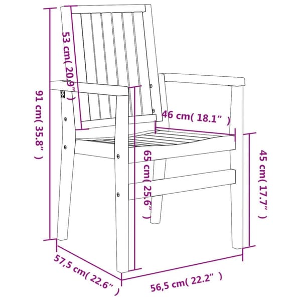 vidaXL Stablebare hagestoler 2 stk 56,5x57,5x91 cm heltre teak