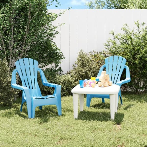 vidaXL Puutarhatuolit 2 kpl lapsille sininen 37x34x44 cm PP puutyyli