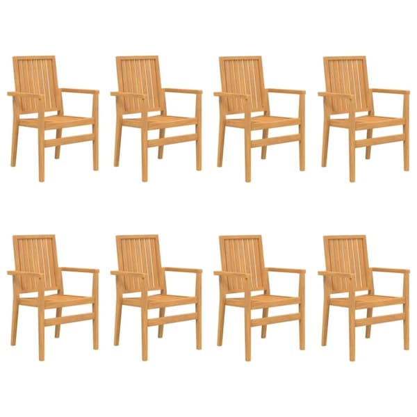 vidaXL Stablebare hagestoler 8 stk 56,5x57,5x91 cm heltre teak