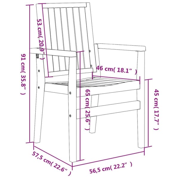 vidaXL stabelbare havestole 8 stk. 56,5x57,5x91 cm massivt teaktræ