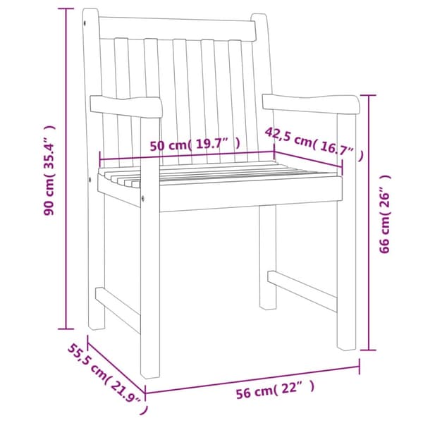 vidaXL Puutarhatuolit 6 kpl 56x55,5x90 cm täysi akasiapuu