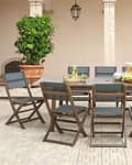 Miniatyrbilde 2 av 9: Sett med 2 Hagestoler Mørkt Akasietre Sammenleggbar Utendørs Terrasse