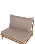 Miniatyrbillede 8 af 11: Sæt med 2 lænestole lyst træ bambus beige grå ryglæn hynder sæde uden armlæn moderne rustik til haven lejlighed