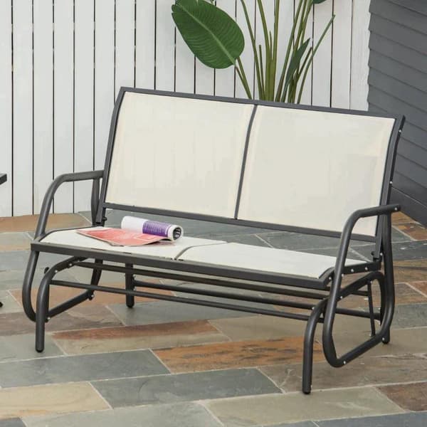 Rootz gungstol - 2-sits gungstol - Trädgårdsbänk - Trädgårdsgungbänk - Trädgårdsmöbler - Beige - 120 x 70 x 85 cm