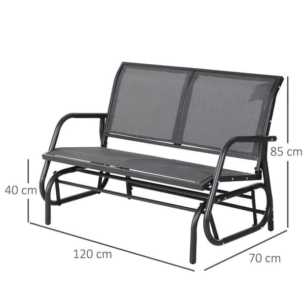 Rootz gyngestol - 2-personers gyngestol - Havebænk - Havegyngebænk - Havemøbler - Grå - 120 x 70 x 85 cm
