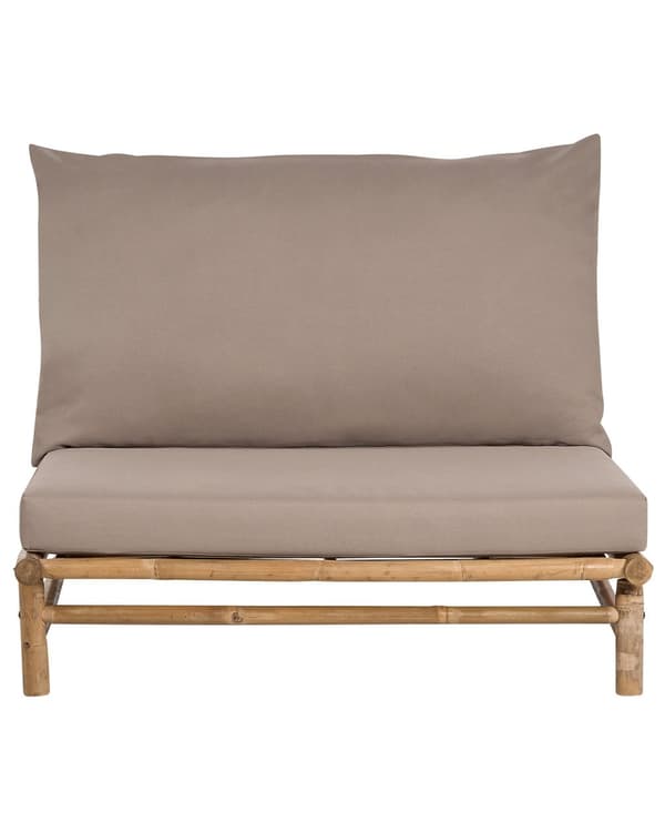 Uppsättning med 2 stolar Ljust Bambuträ Taupe Ryggstöd Sittdynor Inomhus och Utomhus Modern Rustik Design