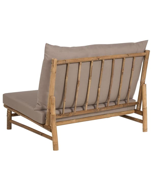 Uppsättning med 2 stolar Ljust Bambuträ Taupe Ryggstöd Sittdynor Inomhus och Utomhus Modern Rustik Design