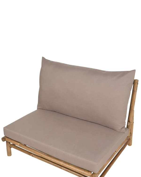 Uppsättning med 2 stolar Ljust Bambuträ Taupe Ryggstöd Sittdynor Inomhus och Utomhus Modern Rustik Design