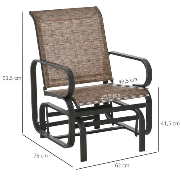Rootz Garden Slide Chair - Udendørs Stol - Gyngestol - Brun - 62 x 75 x 91,5 cm