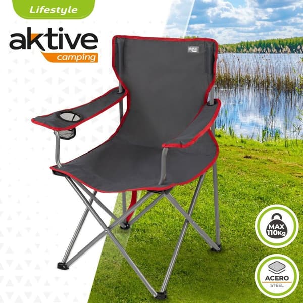 Sammenklappelig campingstol Aktive Mørkegrå 45 x 82 x 47 cm (4 enheder)