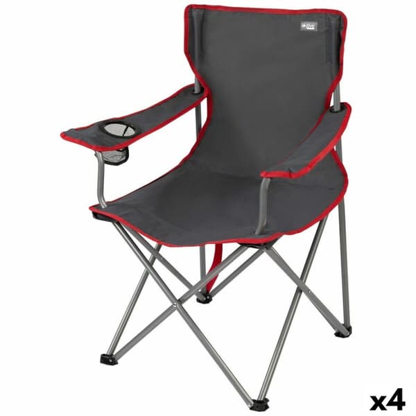Sammenklappelig campingstol Aktive Mørkegrå 45 x 82 x 47 cm (4 enheder)