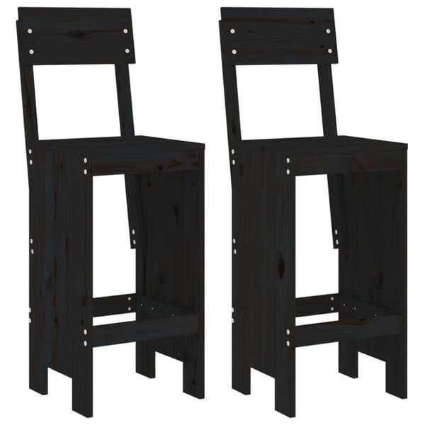 vidaXL barstole 2 stk. 40x48,5x115,5 cm massivt fyrretræ sort