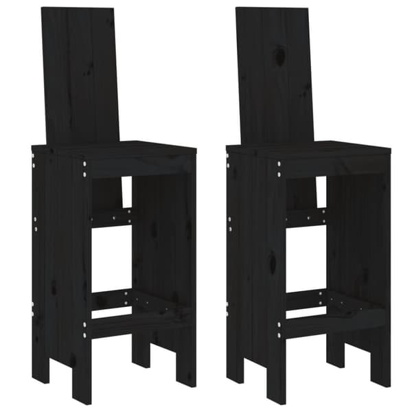 vidaXL Baarijakkarat 2 kpl musta 40x42x120 cm täysi mänty