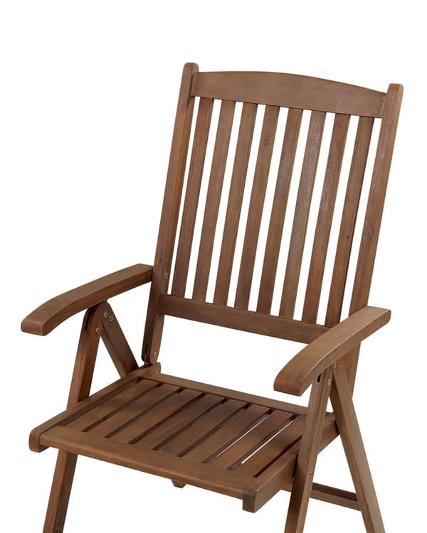 Set med 2 Trädgårdsstolar med Blåa Dynor Mörkt Akaciaträ Justerbar Hopfällbar Modern Design Utomhus Trädgård