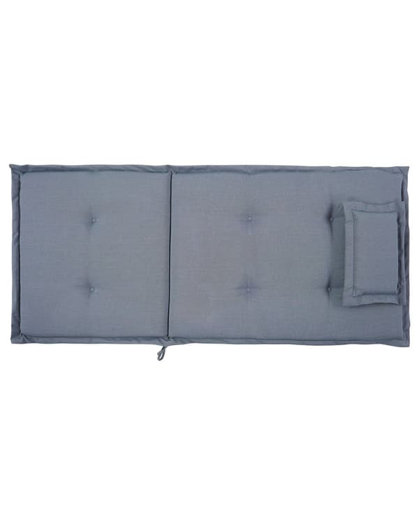 Set med 2 Trädgårdsstolar med Blåa Dynor Mörkt Akaciaträ Justerbar Hopfällbar Modern Design Utomhus Trädgård