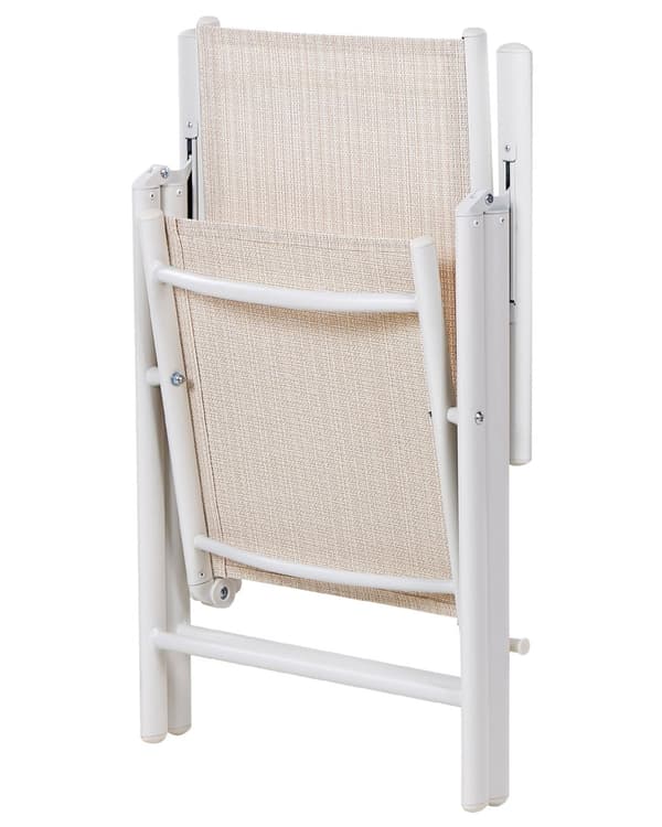 Puutarhatuoli beige alumiini polyesteri 6 kpl setti kokoontaitettava säädettävä moderni