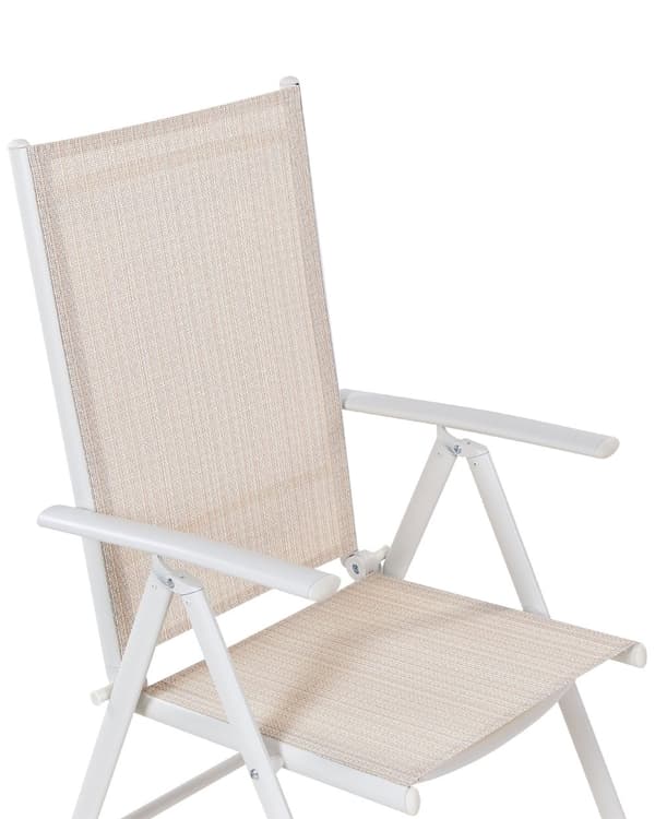 Puutarhatuoli beige alumiini polyesteri 6 kpl setti kokoontaitettava säädettävä moderni