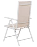 Miniatyrbild 8 av 11: Set om 6 Trädgårdsstolar Beige Textil Vit Aluminiumram Pulverlackerad Hopfällbar Vilstol Modern Design