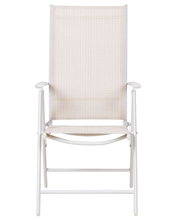 Havestole Beige Hvid sæt af 6 Klapstole med Justerbar Ryglæn og Foldbar Sammenklappelige Nonwood Positionsstole Altan Terrasse Indretning