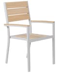 Miniatyrbild 4 av 10: Set med 4 Trädgårdsstolar Beige Plast Trä Vit Pulverlackerad Aluminiumram Uteplats Modern