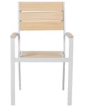 Miniatyrbild 5 av 10: Set med 4 Trädgårdsstolar Beige Plast Trä Vit Pulverlackerad Aluminiumram Uteplats Modern
