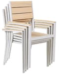 Miniatyrbild 7 av 10: Set med 4 Trädgårdsstolar Beige Plast Trä Vit Pulverlackerad Aluminiumram Uteplats Modern