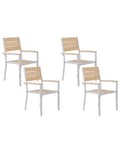 Miniatyrbillede 1 af 10: Havestole Lysebrun Plast Hvid Aluminium Sæt af 4 Udendørs Stabelbare Stole Noonwood Vedligeholdelsesfri til Terrasse Have