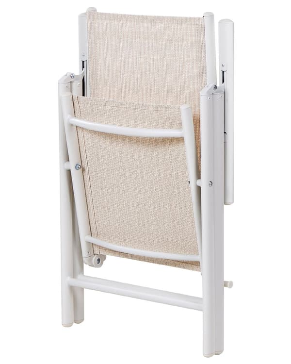 Sett med 6 Hagestoler Beige tekstil Hvit aluminiumsramme Pulverlakkert Sammenleggbare Hvilestoler Moderne design