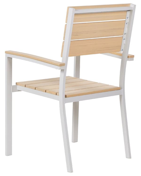 Sett med 6 Hagestoler i lyst tre og hvitt plasttre Aluminium Rustbestandig Moderne design
