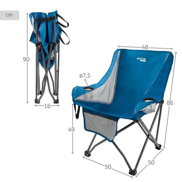 Taitettava retkituoli Aktive Sininen 48 x 86 x 50 cm (2 osaa)