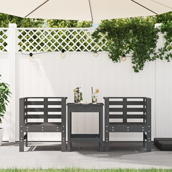 vidaXL Hagestoler 2 stk grå 61,5x53x71 cm heltre furu