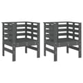 Miniatyrbilde 2 av 10: vidaXL Hagestoler 2 stk grå 61,5x53x71 cm heltre furu