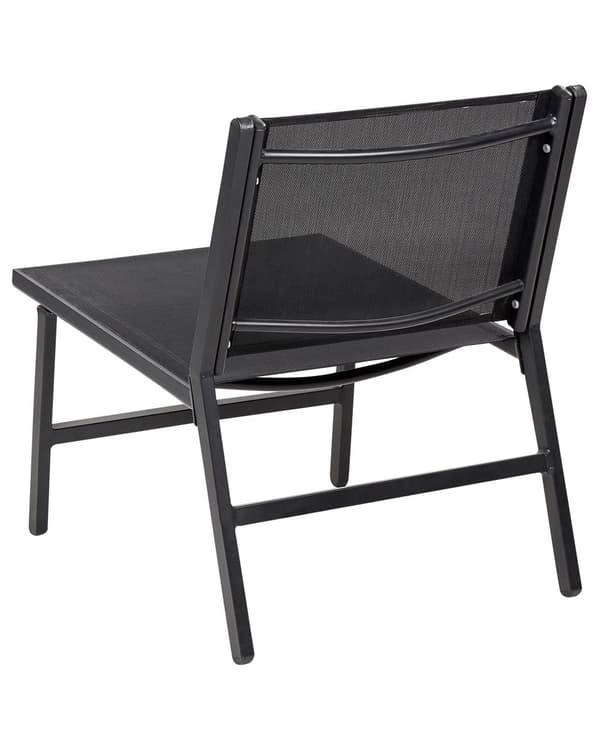 Set om 2 Trädgårdsstolar Svart Textilene Sits Ryggstöd Metallram med Fotstöd Modern Utomhus Uteplats Design