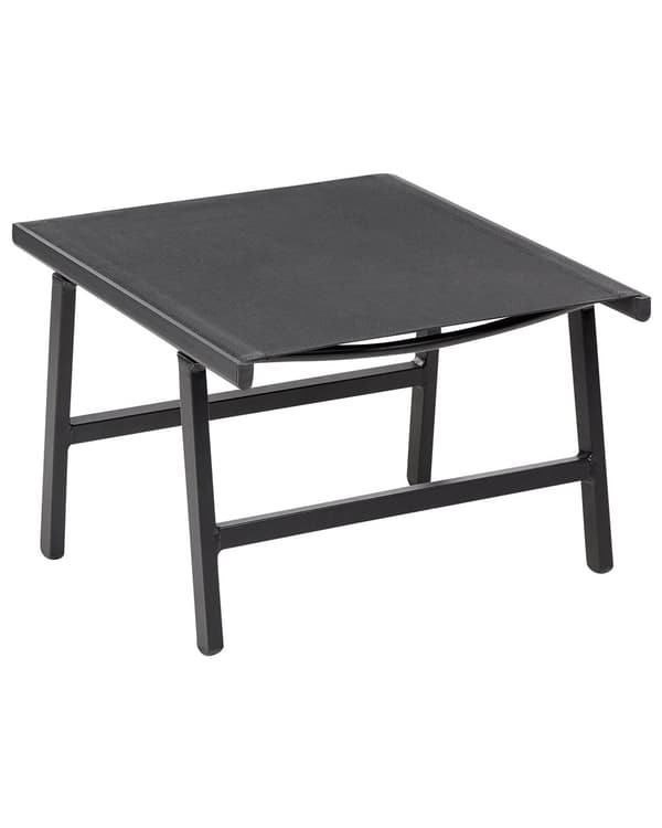 Set om 2 Trädgårdsstolar Svart Textilene Sits Ryggstöd Metallram med Fotstöd Modern Utomhus Uteplats Design