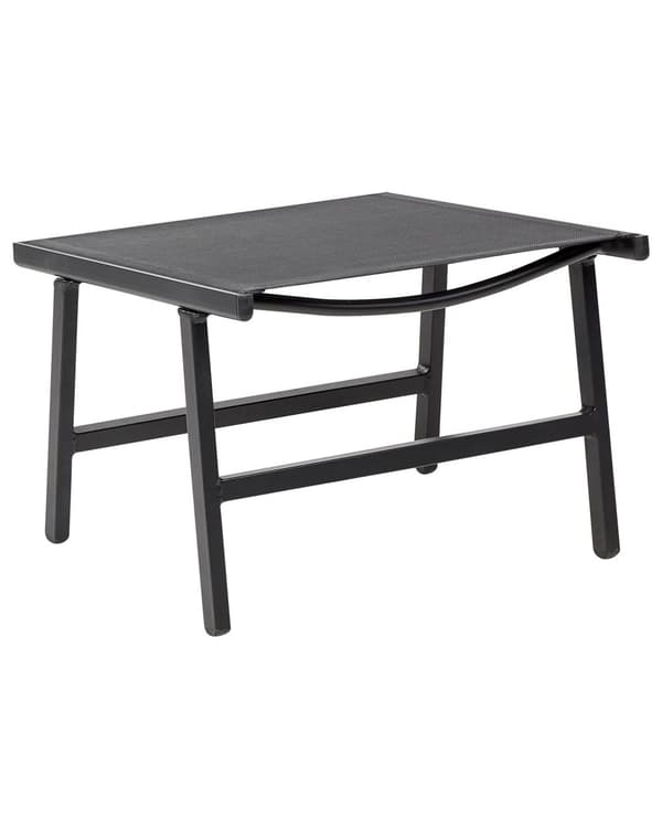 Set om 2 Trädgårdsstolar Svart Textilene Sits Ryggstöd Metallram med Fotstöd Modern Utomhus Uteplats Design