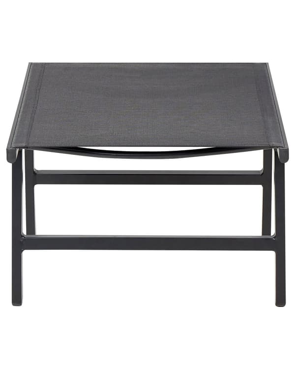 Set om 2 Trädgårdsstolar Svart Textilene Sits Ryggstöd Metallram med Fotstöd Modern Utomhus Uteplats Design