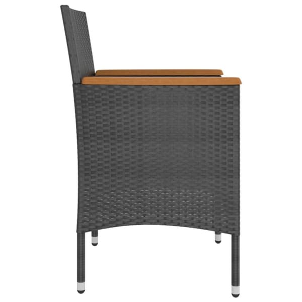 vidaXL havestole med skamler 4 dele polyrattan sort