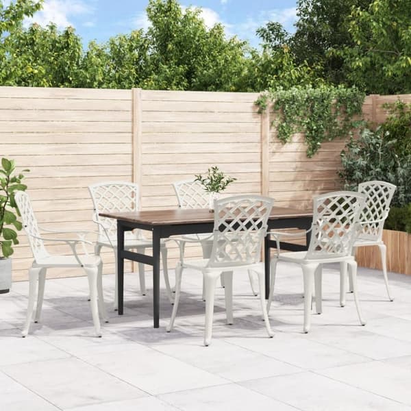 vidaXL havestole 6 stk. støbt aluminium hvid