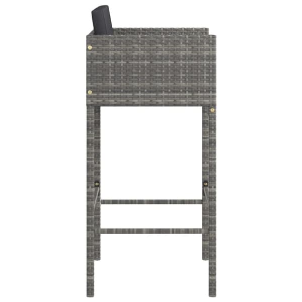 barstole 4 stk. med hynder polyrattan grå