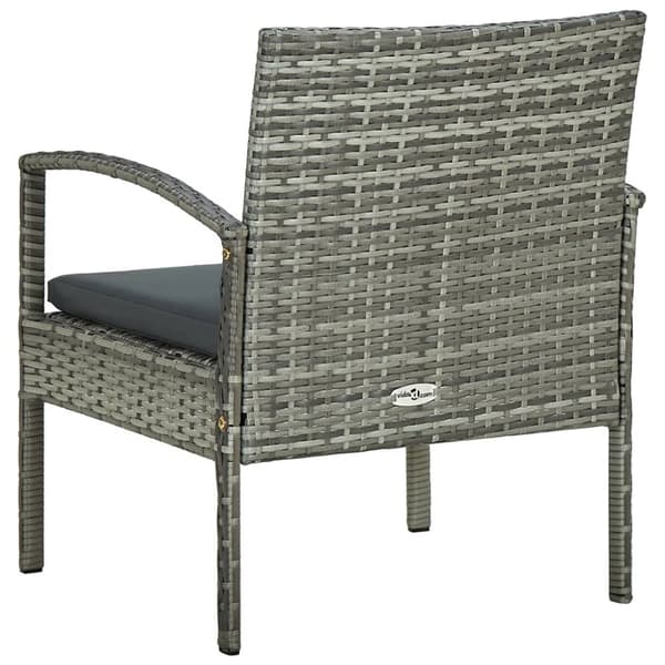 havestol med hynde polyrattan grå