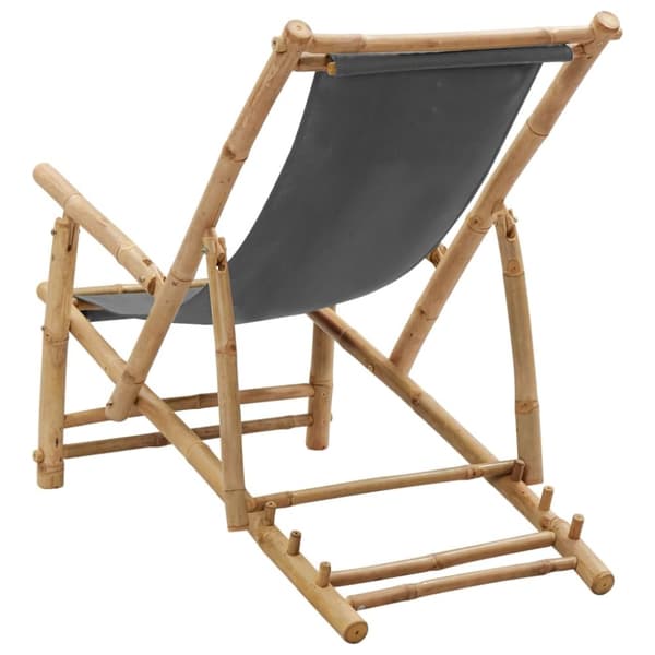 strandstol bambus og kanvas mørkegrå