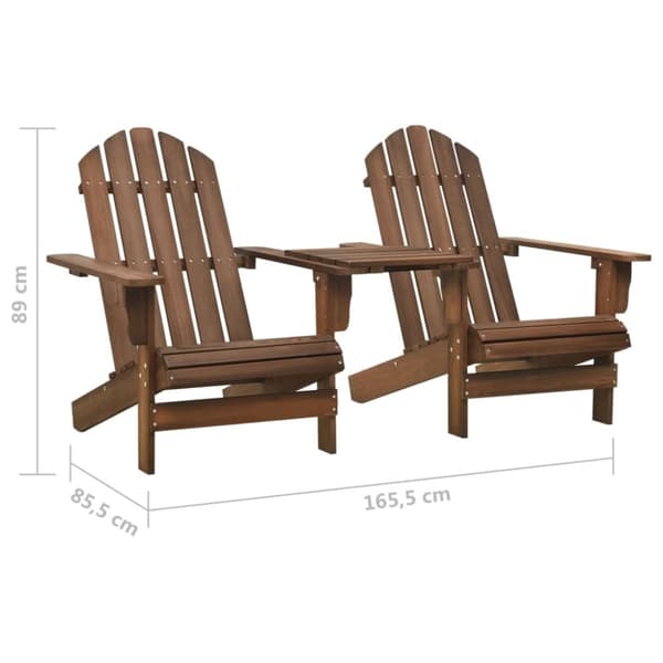 Adirondack-havestole med bord massivt grantræ brun