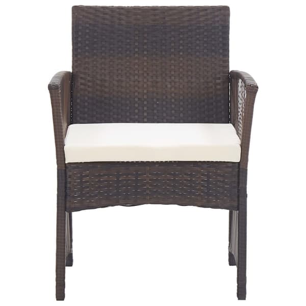 havestole med hynder 2 stk. polyrattan brun