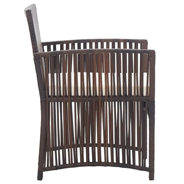 havestole med hynder 2 stk. polyrattan brun
