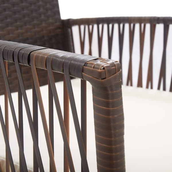 havestole med hynder 2 stk. polyrattan brun