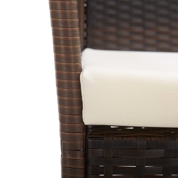 havestole med hynder 2 stk. polyrattan brun