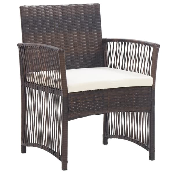 havestole med hynder 2 stk. polyrattan brun