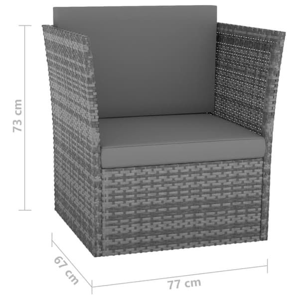 havestol med fodskammel polyrattan antracitgrå