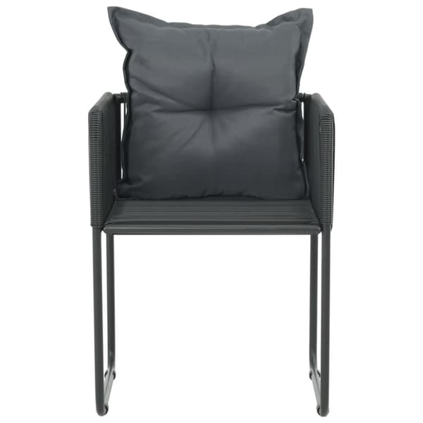 havestole 4 stk. med puder polyrattan sort