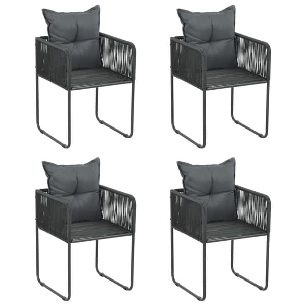 havestole 4 stk. med puder polyrattan sort